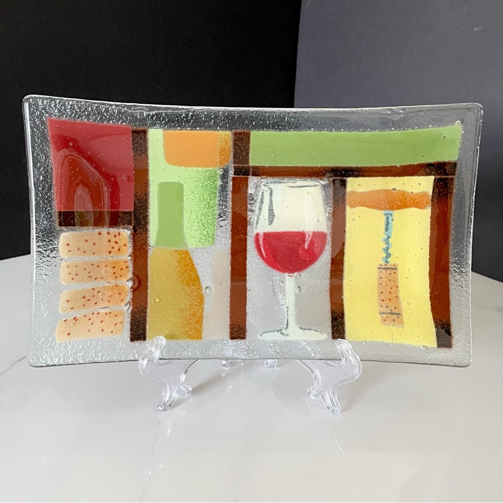 9.5" Wine & Corkscrew Plate by Peggy Karr